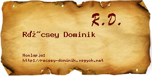 Récsey Dominik névjegykártya